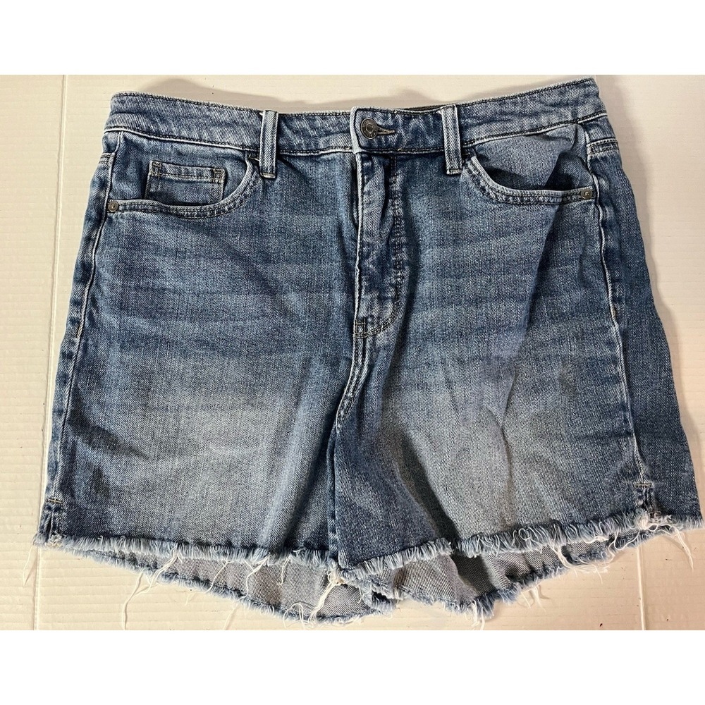 Old Navy Denim Shorts Women 12 Blue High Waisted Frayed Hem Cut Offs